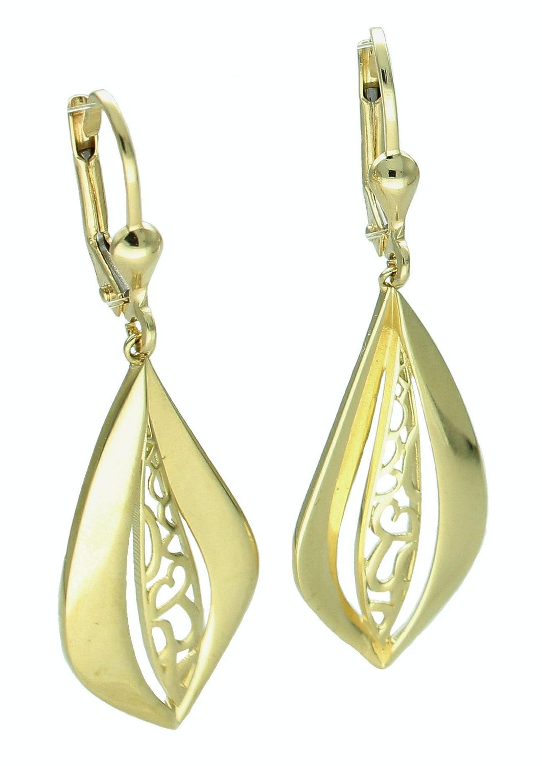 Złote kolczyki damskie 375 wiszące z ażurowym wzorem KL 8526A 375.jpg